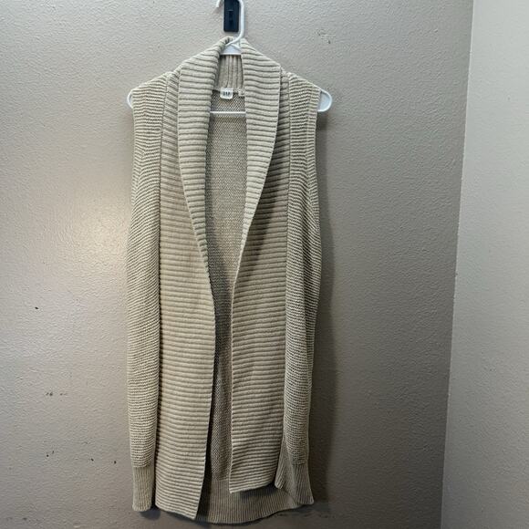Gap Textured Shawl Sweater Vest Womens XS Beige Coastal Minimalist Fisherman - Picture 2 of 8
